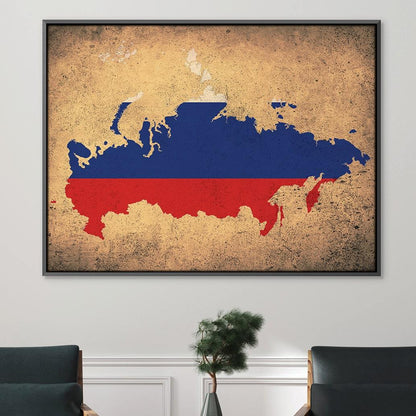 Vibrant Russian Flag Canvas Art - Abstract Oil Painting Decor for Home