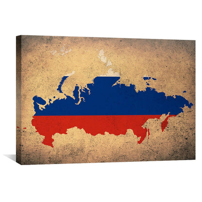 Vibrant Russian Flag Canvas Art - Abstract Oil Painting Decor for Home