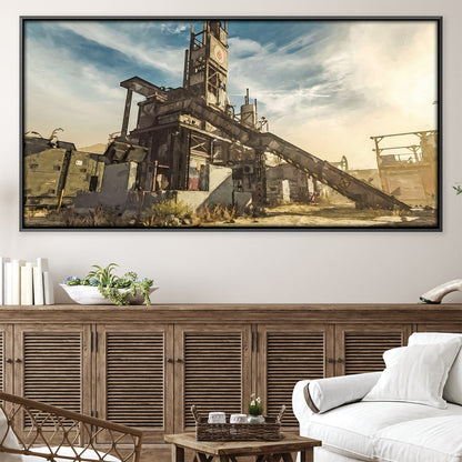 Rustic Industrial Landscape Oil Painting for Modern Home Decor