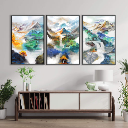 Serene Mountain Landscape Oil Painting for Tranquil Home Decor