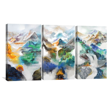 Serene Mountain Landscape Oil Painting for Tranquil Home Decor