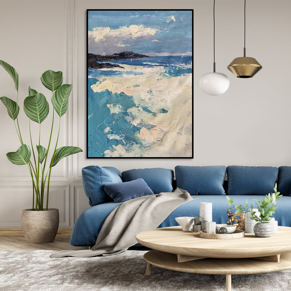Tranquil Coastal Landscape Oil Painting of Sai Kung's Serene Waters