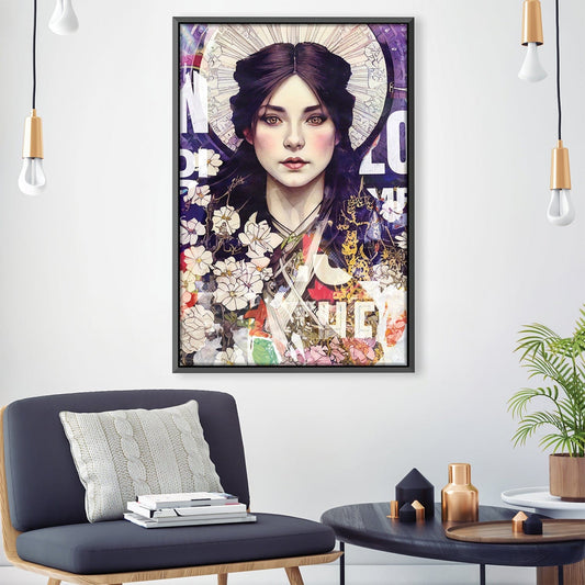 Enchanting Floral Portrait - Elegant Oil Painting for Modern Home Decor