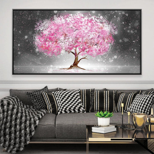 Blossoming Sakura Tree Oil Painting - Vibrant Floral Art for Home Decor