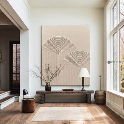 Contemporary Beige Minimalist Abstract Oil Painting for Modern Home Decor