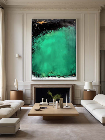 Contemporary Green Abstract Oil Painting for Modern Home Decor