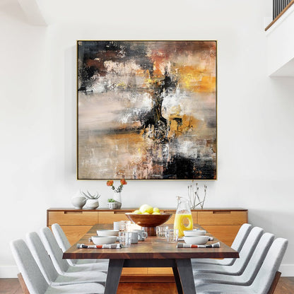 Abstract Oil Painting of Sandstorm with Rich Earthy Tones and Mysterious Depths