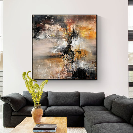 Abstract Oil Painting of Sandstorm with Rich Earthy Tones and Mysterious Depths