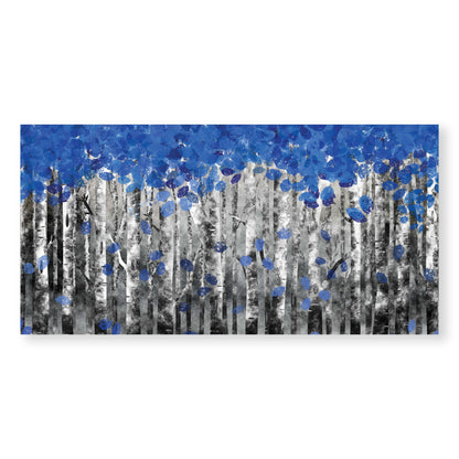 Serene Blue Forest Landscape Oil Painting for Modern Home Decor