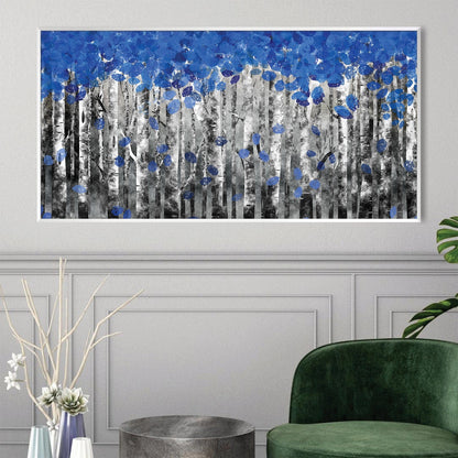 Serene Blue Forest Landscape Oil Painting for Modern Home Decor