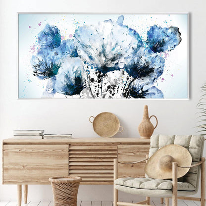 Stunning Blue Floral Abstract Oil Painting for Elegant Home Decor