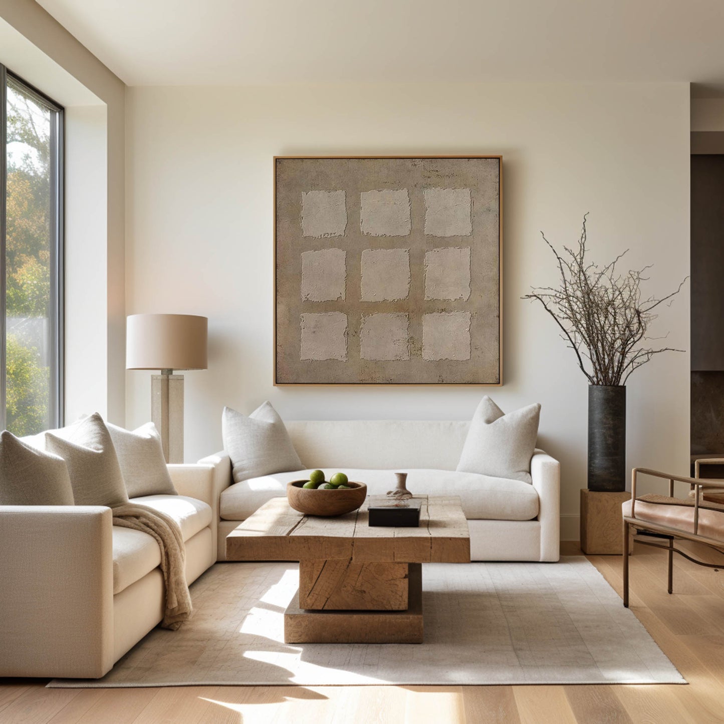 Serene Wabi-Sabi Minimalist Oil Painting for Modern Home Decor