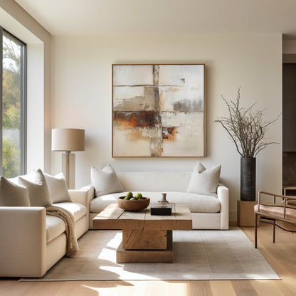Contemporary Rustic Abstract Oil Painting for Modern Home Decor