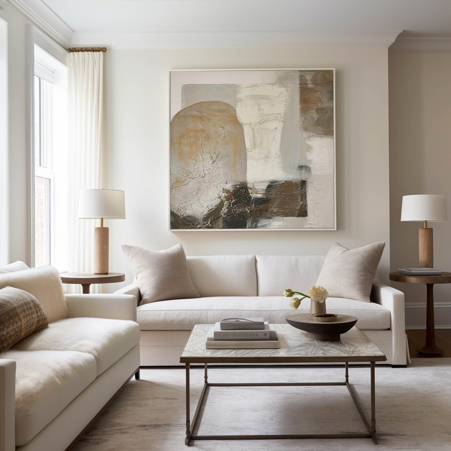 Contemporary Abstract Oil Painting with Texture and Earthy Tones for Modern Decor