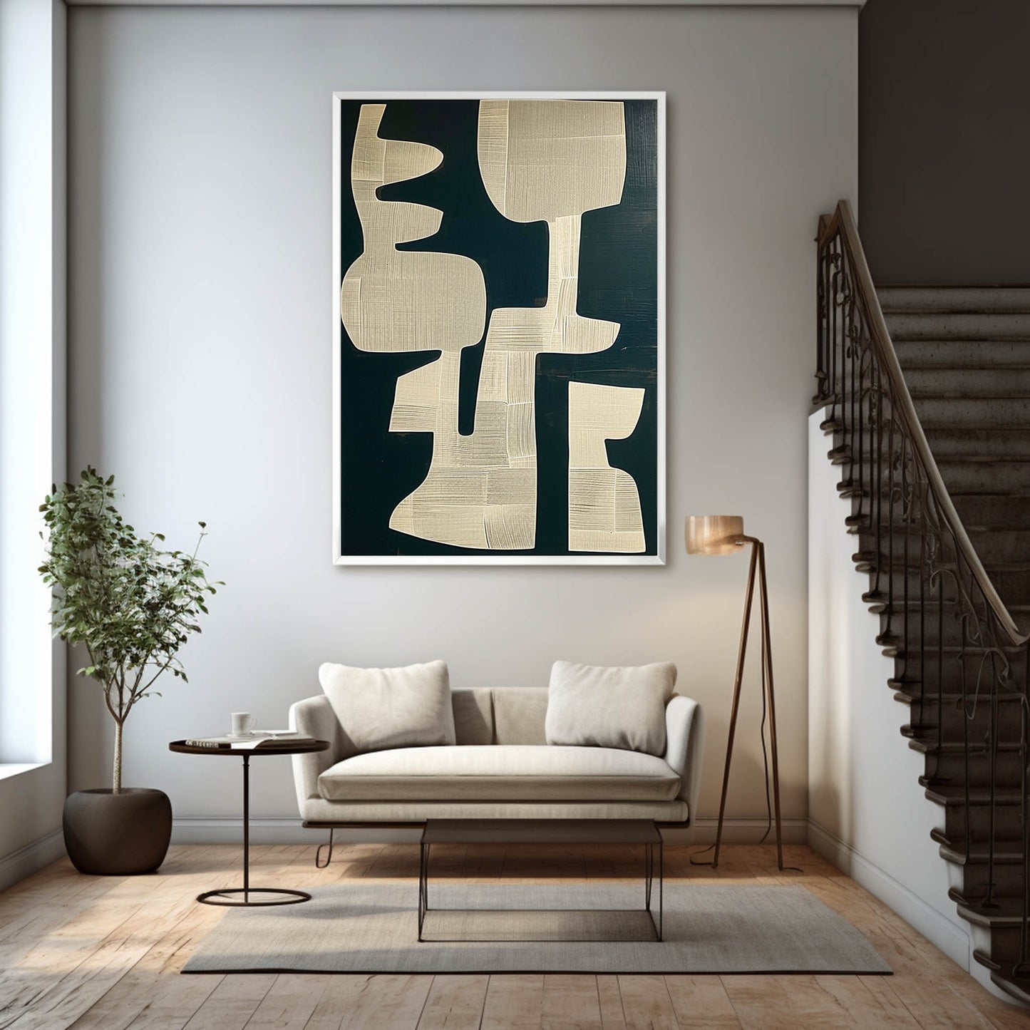 Minimalist Wabi-Sabi Abstract Oil Painting for Modern Home Decor