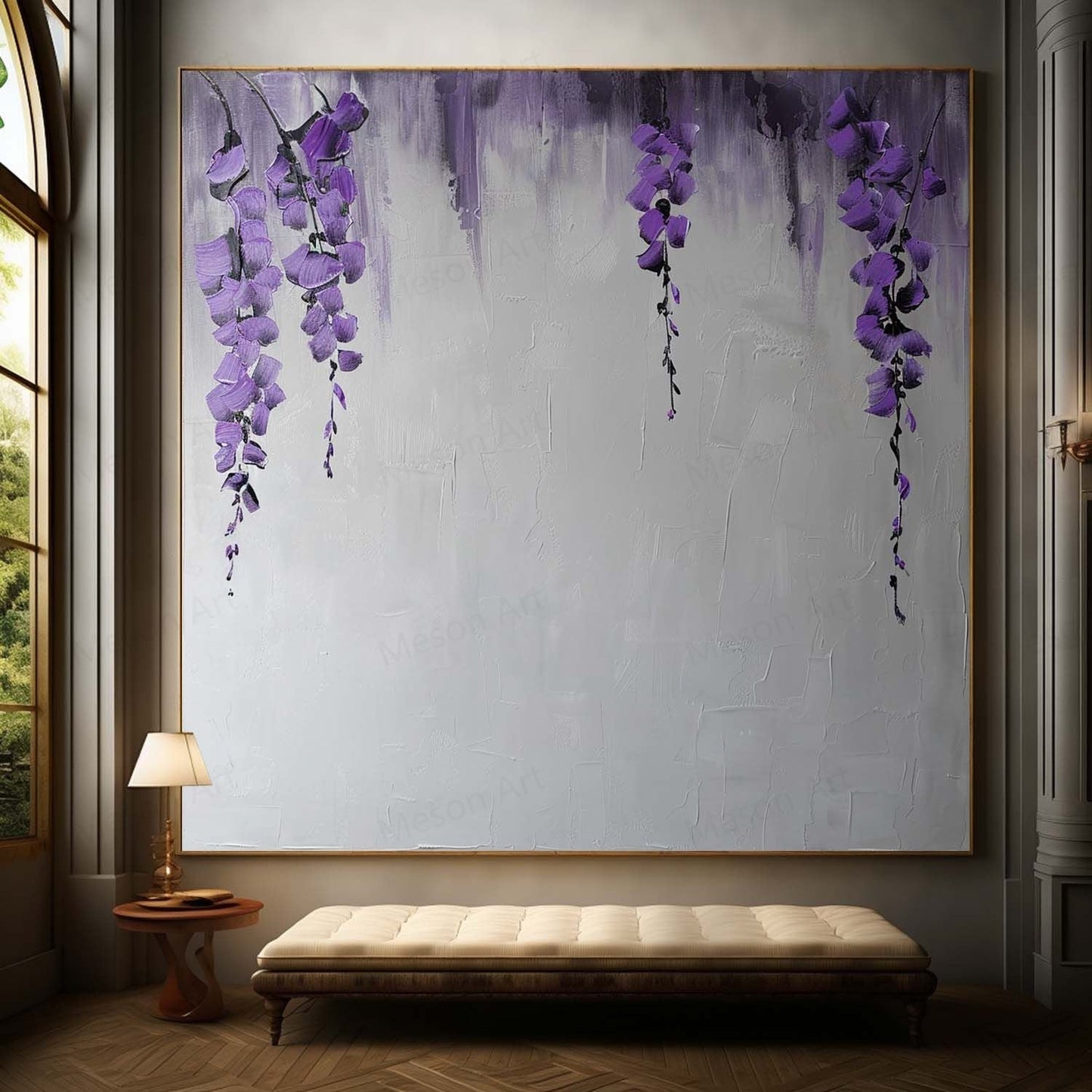 Stunning Purple Floral Abstract Oil Painting for Modern Home Decor