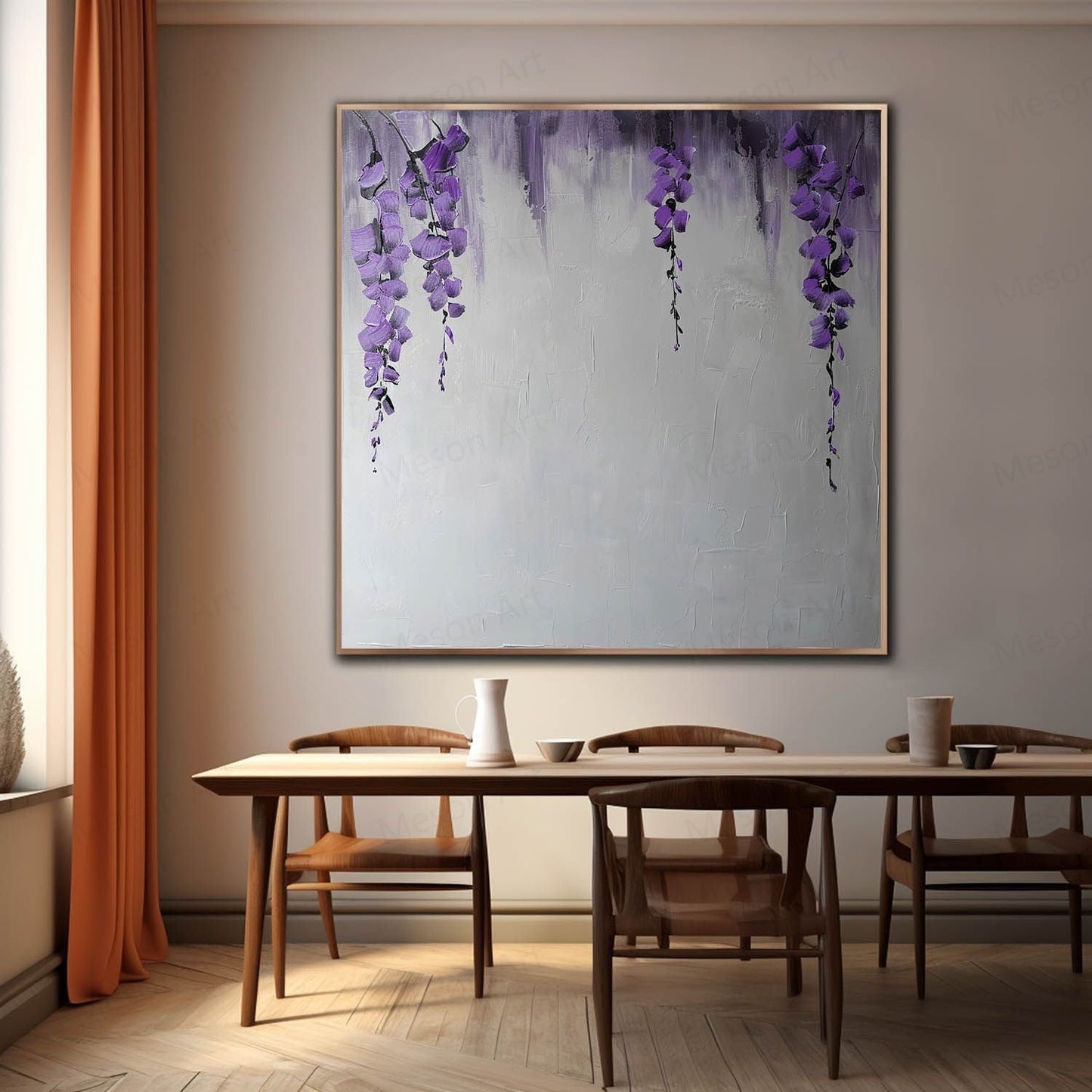 Stunning Purple Floral Abstract Oil Painting for Modern Home Decor