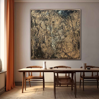Contemporary Abstract Oil Painting with Dynamic Textures and Bold Lines