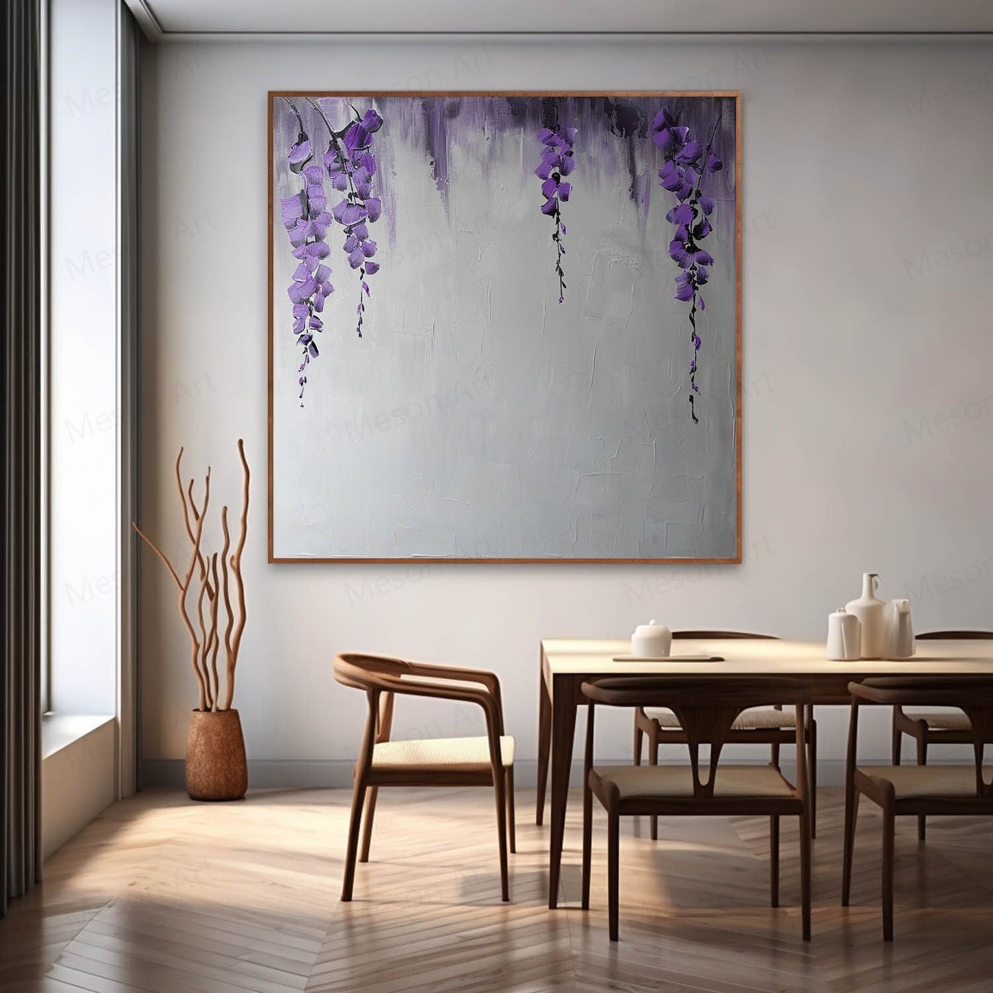 Stunning Purple Floral Abstract Oil Painting for Modern Home Decor