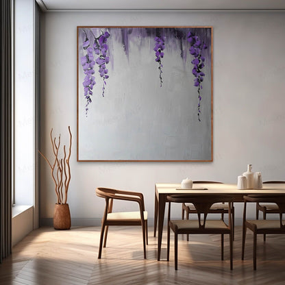 Stunning Purple Floral Abstract Oil Painting for Modern Home Decor