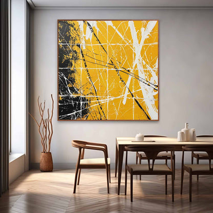 Bold Yellow Abstract Expressionism Painting for Modern Art Lovers
