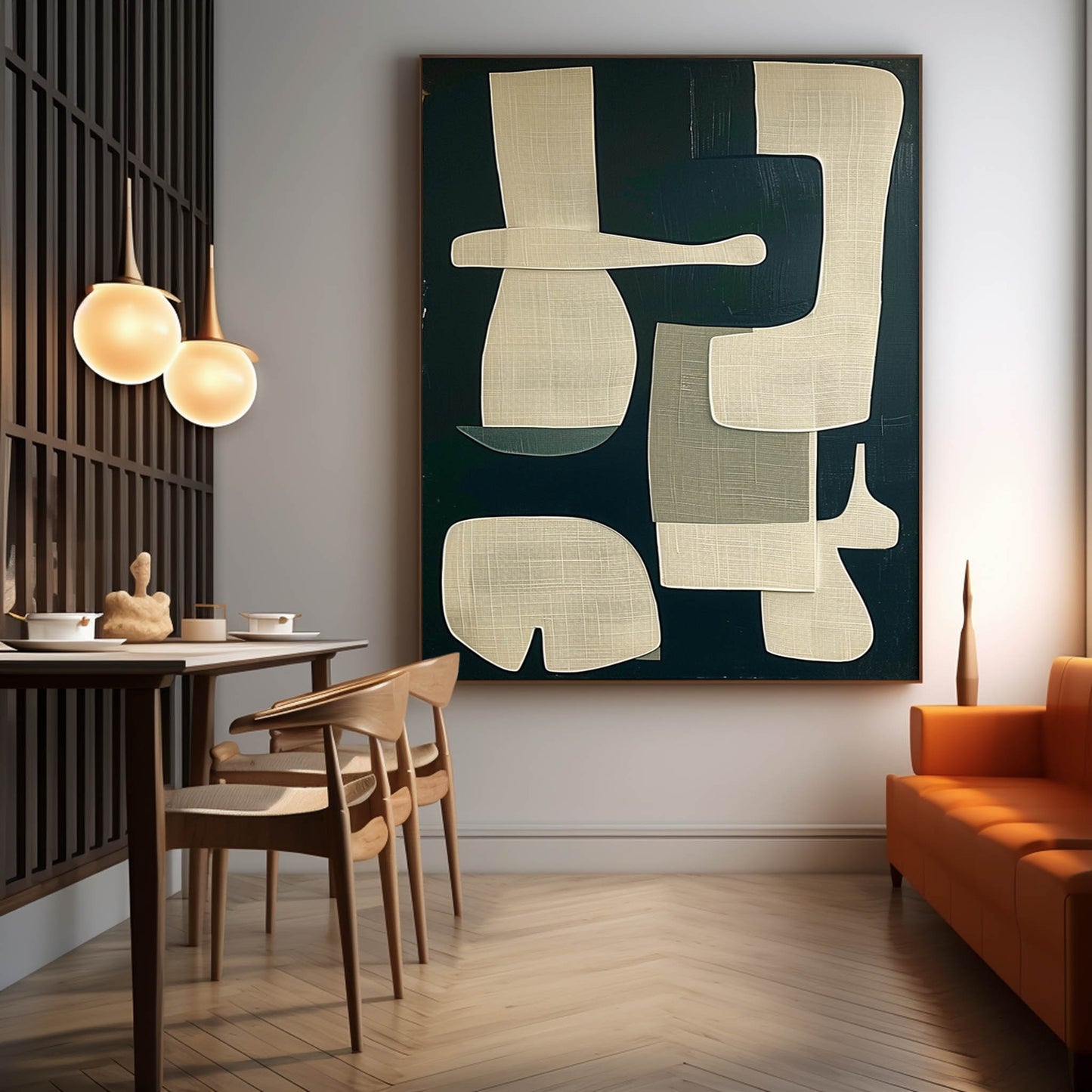 Modern Wabi-Sabi Abstract Oil Painting for Contemporary Wall Art Decor