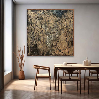Contemporary Abstract Oil Painting with Dynamic Textures and Bold Lines
