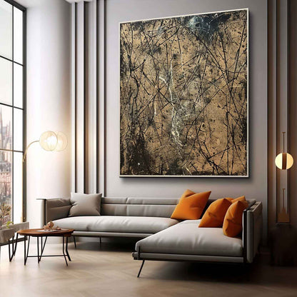 Contemporary Abstract Oil Painting with Dynamic Textures and Bold Lines