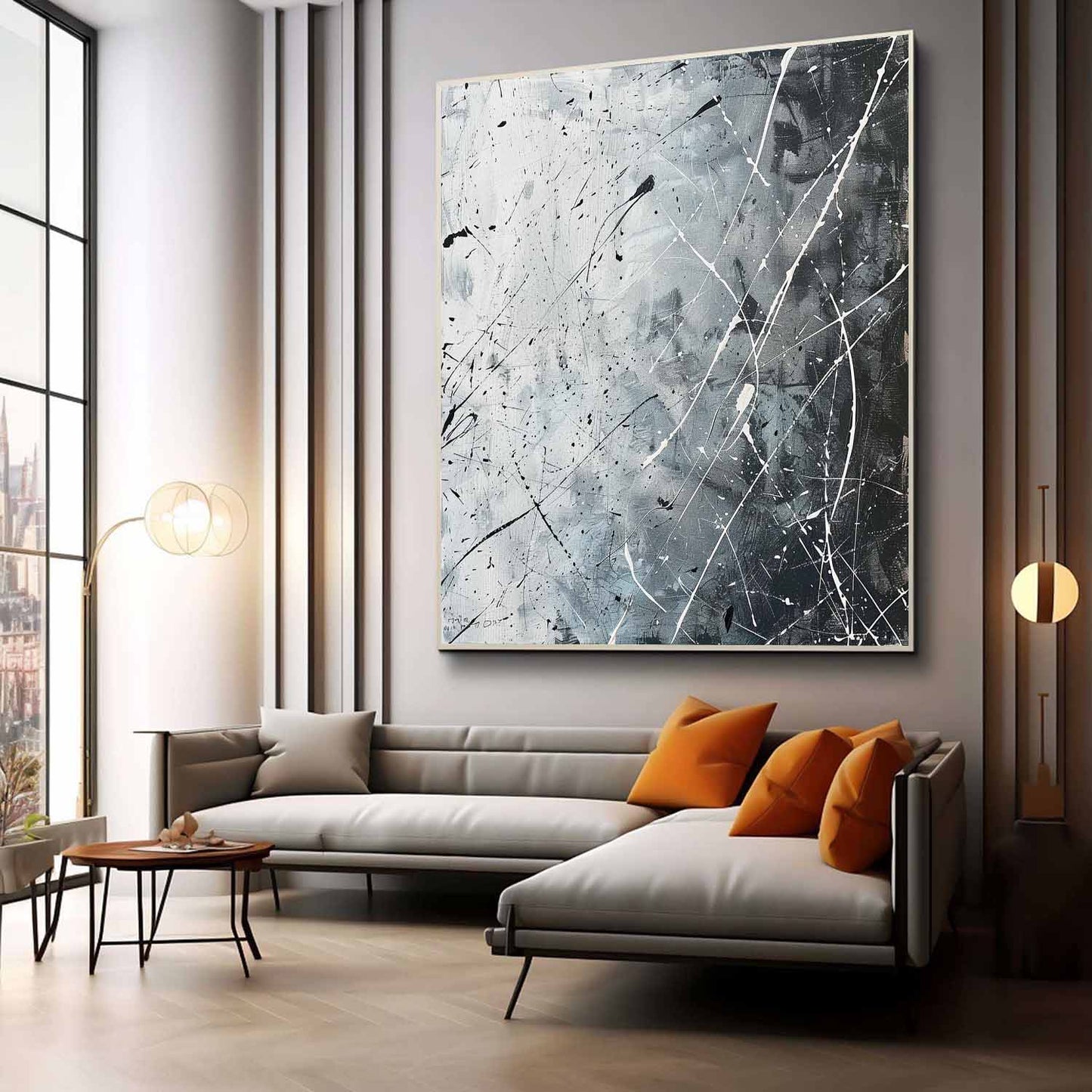 Monochrome Abstract Expressionism - Modern Oil Painting for Artistic Decor