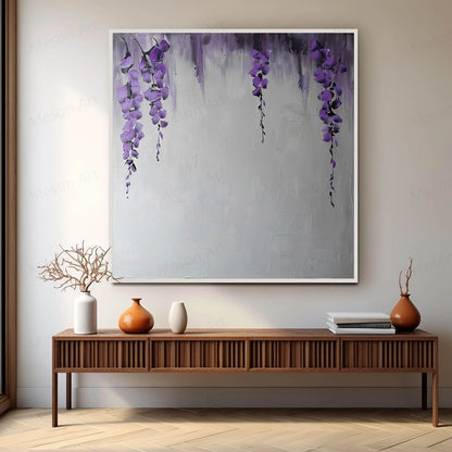 Stunning Purple Floral Abstract Oil Painting for Modern Home Decor