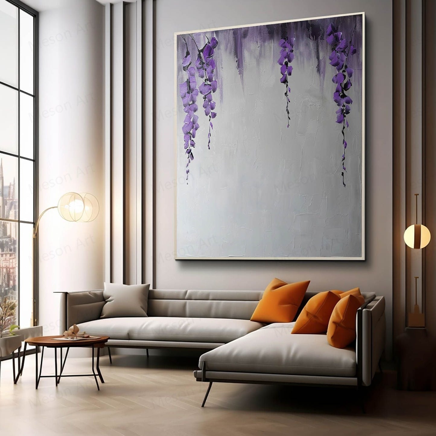 Stunning Purple Floral Abstract Oil Painting for Modern Home Decor