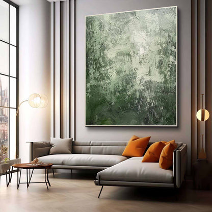 Serene Green Abstract Expressionist Oil Painting for Modern Decor