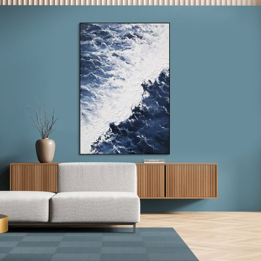 Coastal Serenity: Captivating Ocean Wave Oil Painting for Elegant Home Decor