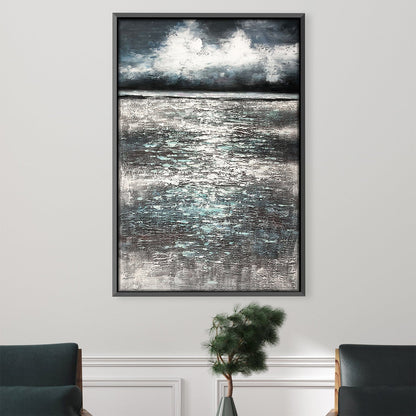 Serene Ocean Reflection Oil Painting with Coastal Serenity and Dreamy Atmosphere