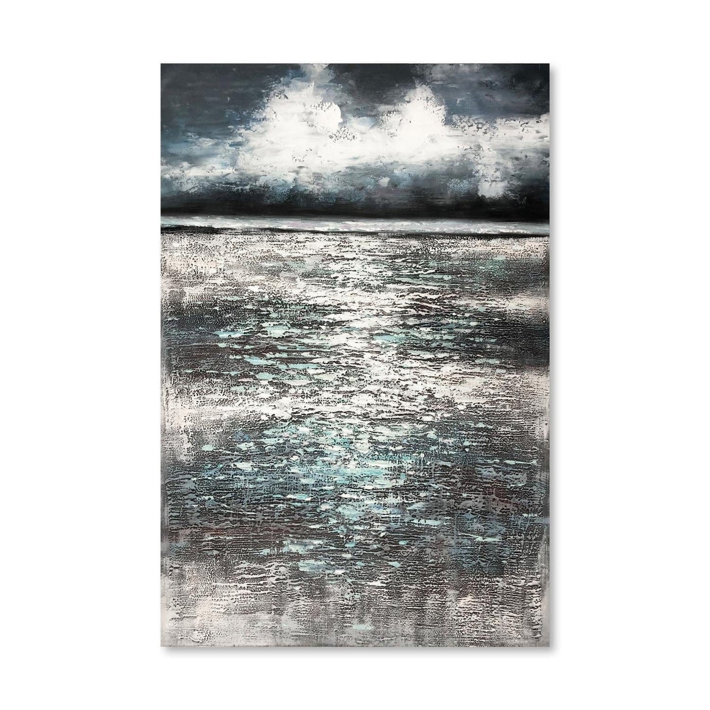 Serene Ocean Reflection Oil Painting with Coastal Serenity and Dreamy Atmosphere