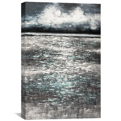 Serene Ocean Reflection Oil Painting with Coastal Serenity and Dreamy Atmosphere