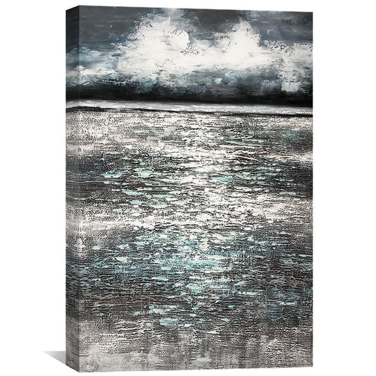 Serene Ocean Reflection Oil Painting with Coastal Serenity and Dreamy Atmosphere
