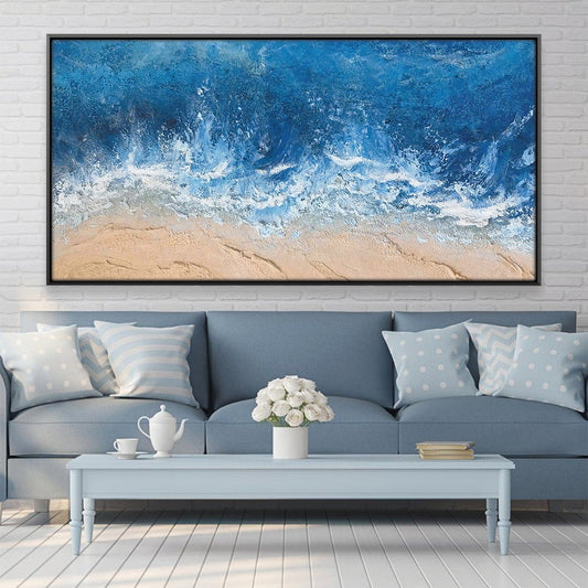 Serene Coastal Waves Oil Painting for Beach-Inspired Home Decor