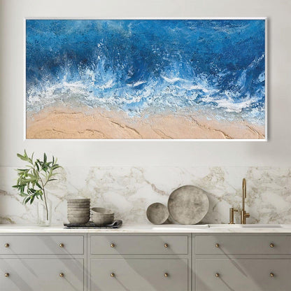 Serene Coastal Waves Oil Painting for Beach-Inspired Home Decor