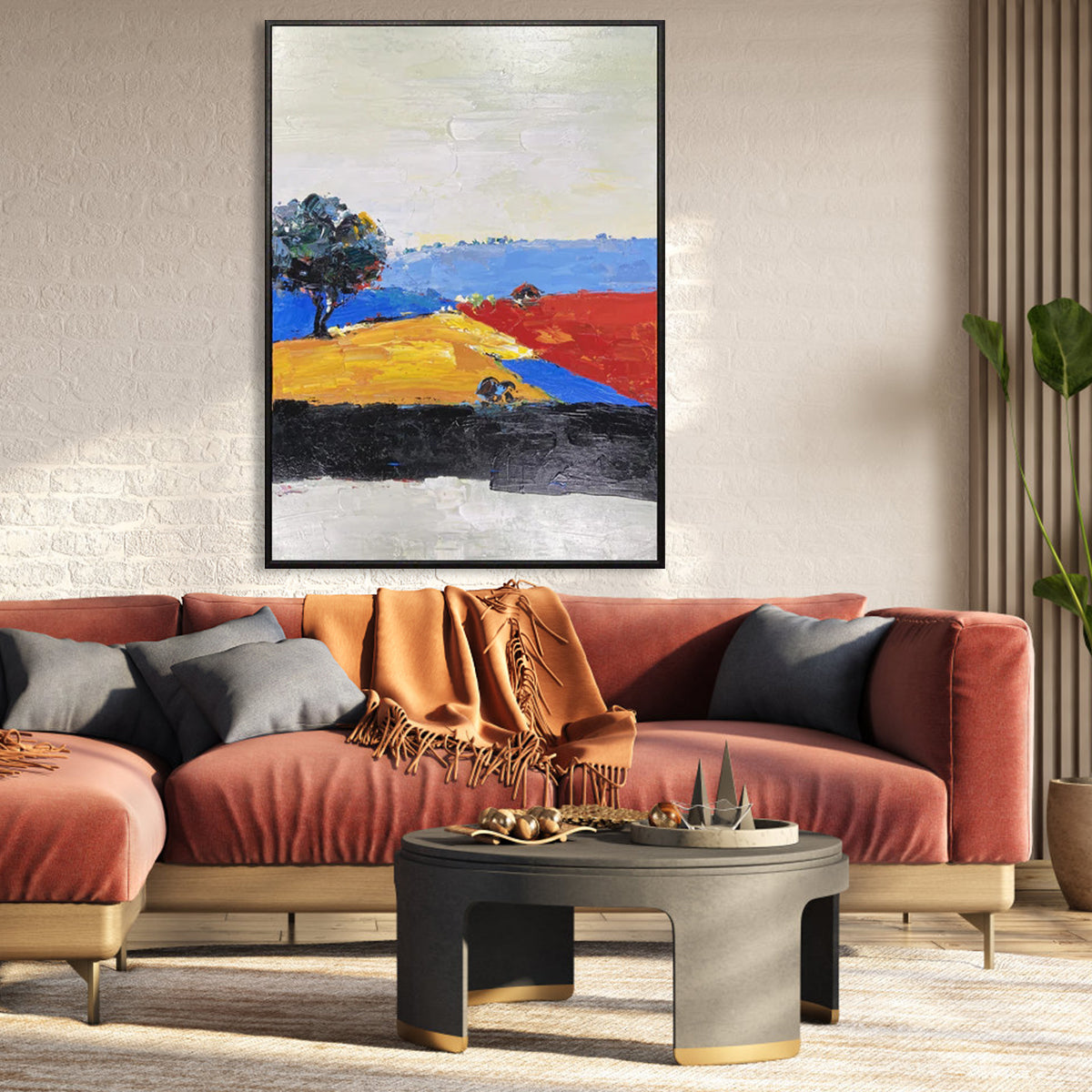 Vibrant Seabeach Landscape Painting from China - Colorful Coastal Wall Art
