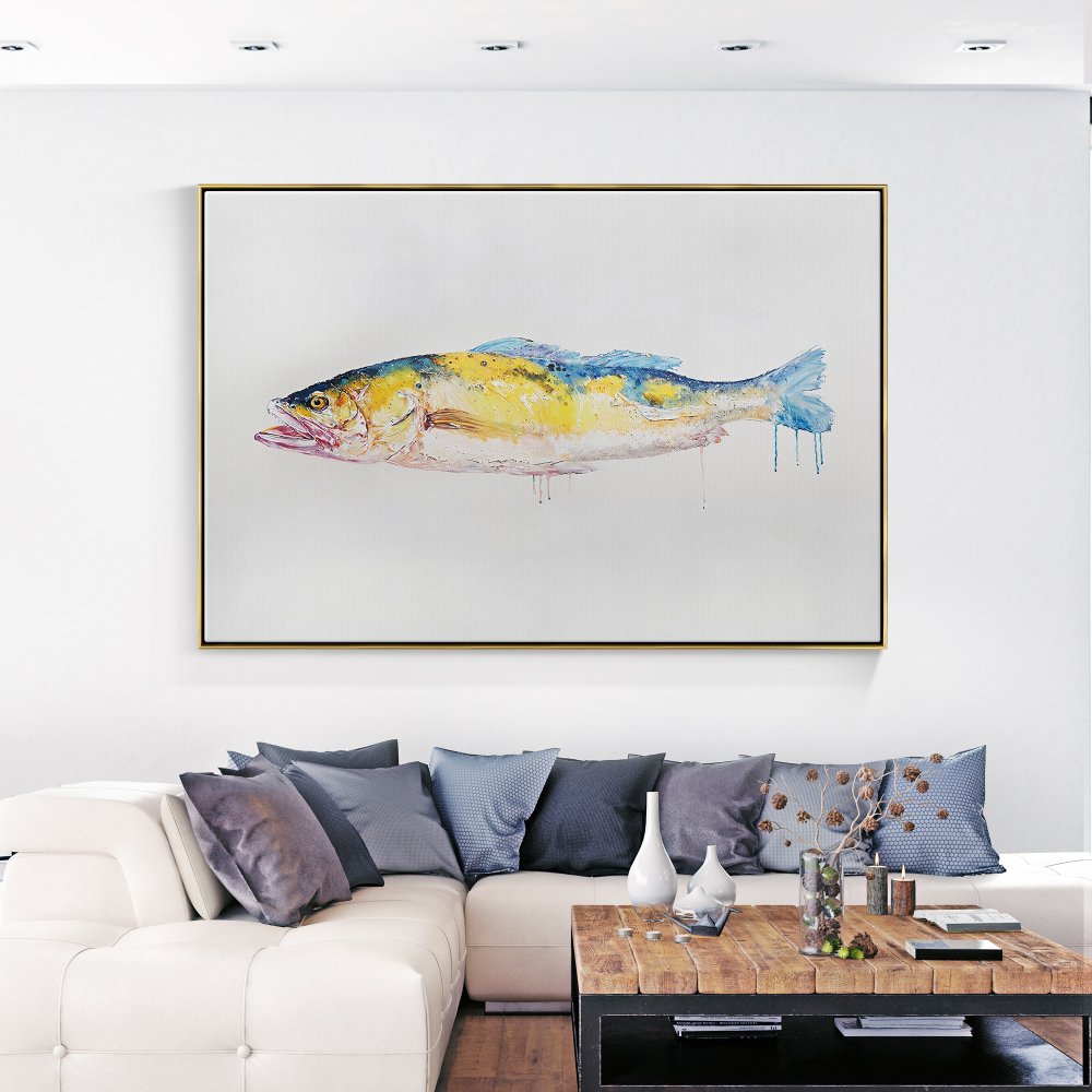 Vibrant Oil Painting of a Majestic Fish for Coastal Home Decor