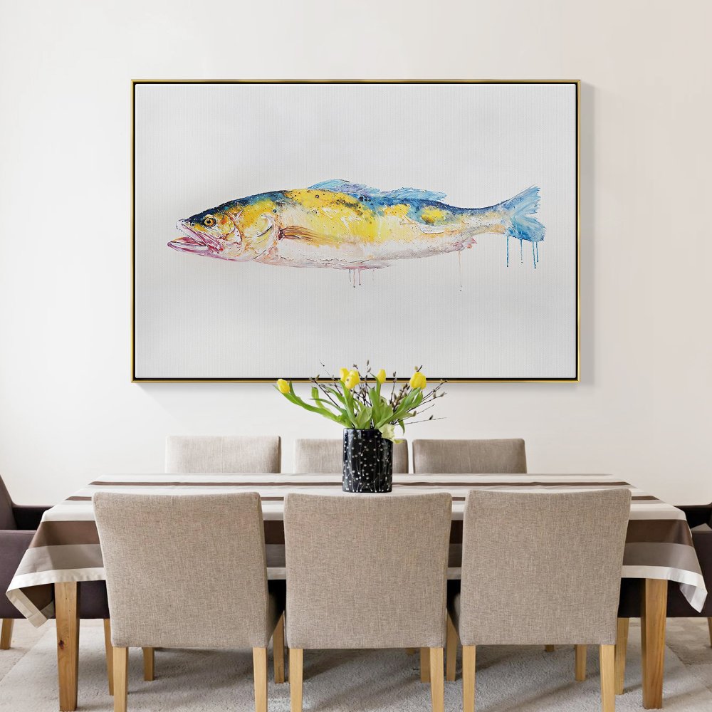 Vibrant Oil Painting of a Majestic Fish for Coastal Home Decor