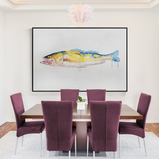 Vibrant Oil Painting of a Majestic Fish for Coastal Home Decor