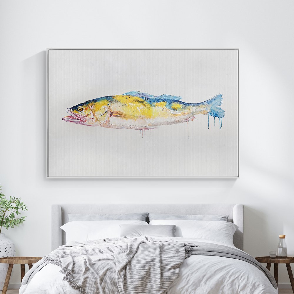 Vibrant Oil Painting of a Majestic Fish for Coastal Home Decor