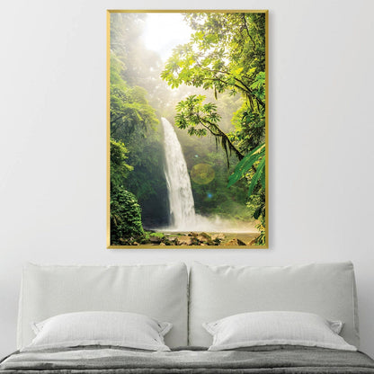 Lush Jungle Waterfall Oil Painting for Serenity and Nature Lovers