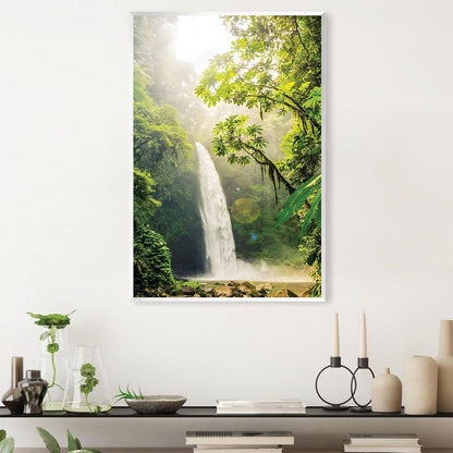 Lush Jungle Waterfall Oil Painting for Serenity and Nature Lovers