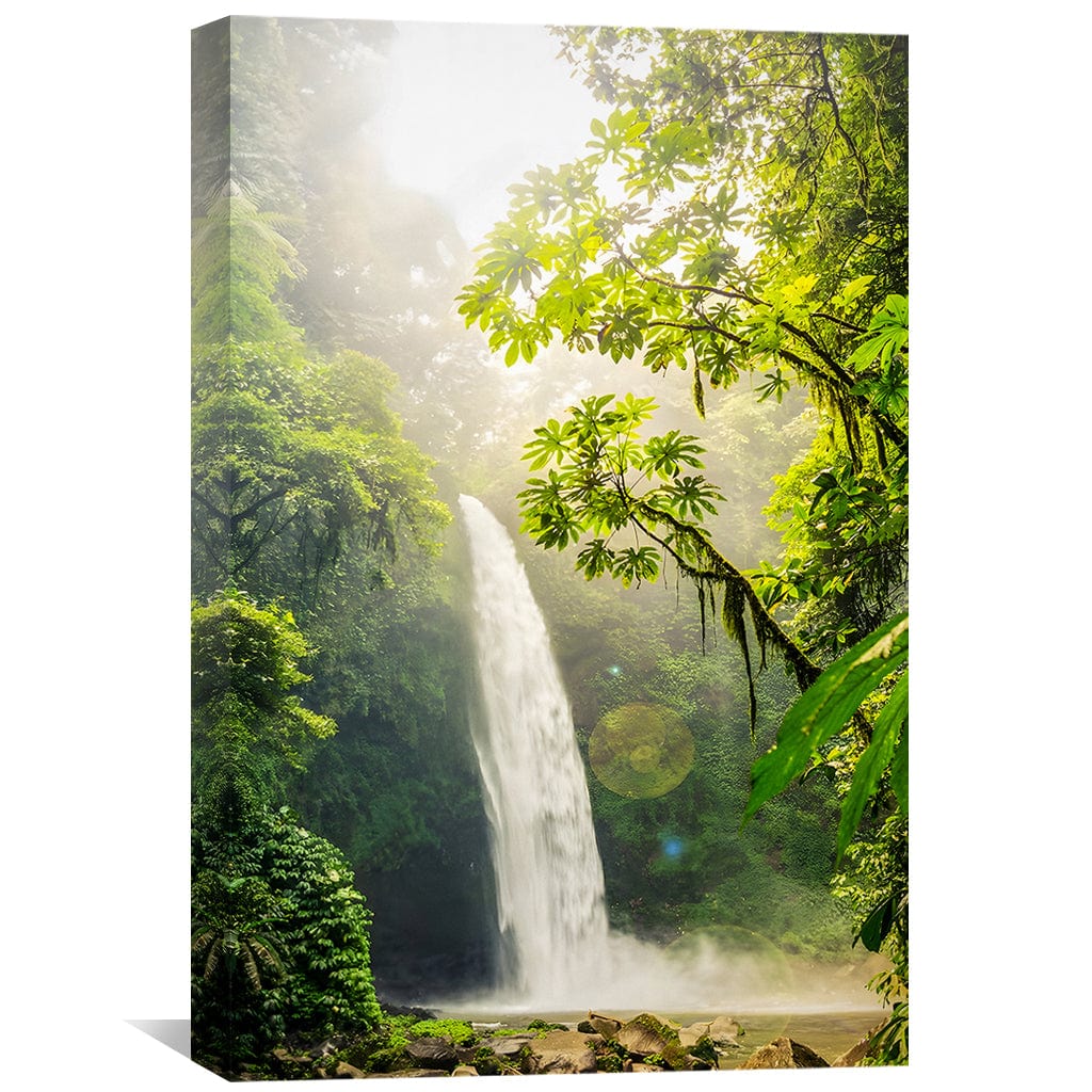 Lush Jungle Waterfall Oil Painting for Serenity and Nature Lovers