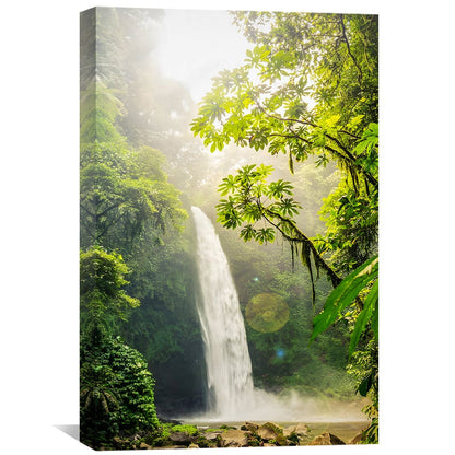 Lush Jungle Waterfall Oil Painting for Serenity and Nature Lovers