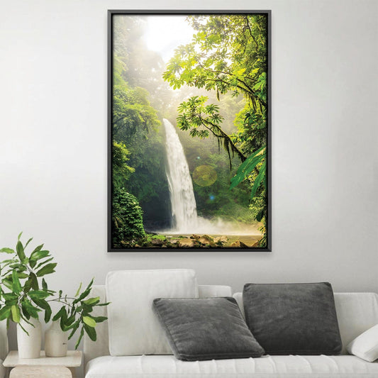 Lush Jungle Waterfall Oil Painting for Serenity and Nature Lovers