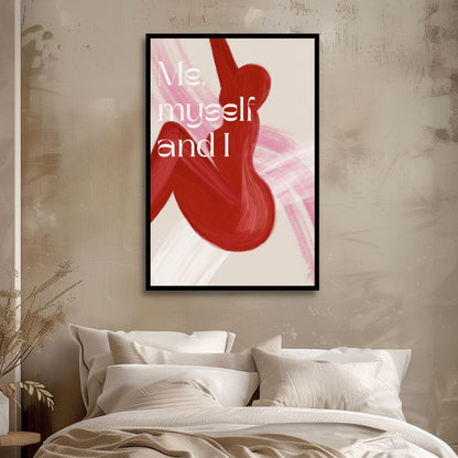 “Self Love Abstract Oil Painting in Pink and Red Tones for Modern Decor”